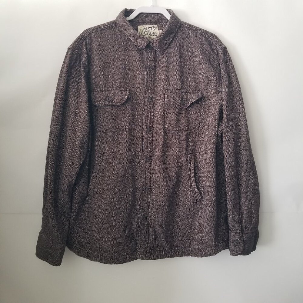 Grayers Cold Weather Mens XXL Brown Cotton Long Sleeve Button Up Shirt Jacket